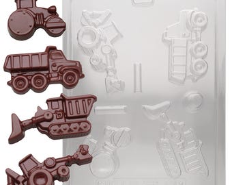 J096 Molde para chocolate, yeso o jabón con forma de vehículo de construcción