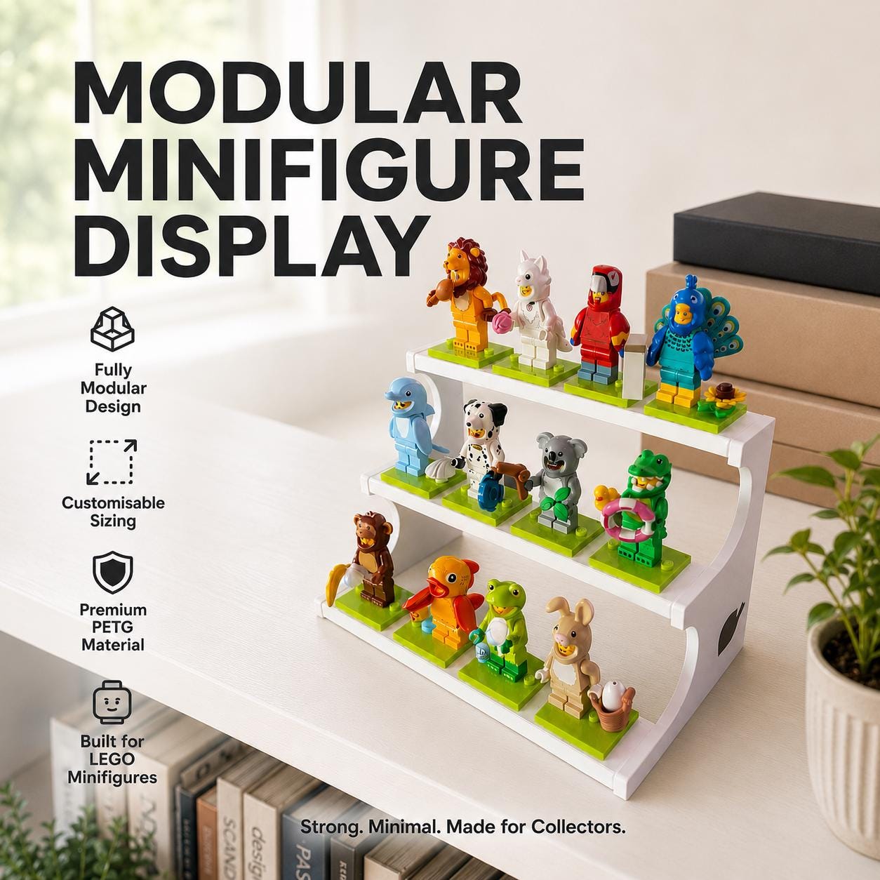 Modular Minifigure Display Stand | Customisable Tiered Display Shelf ...