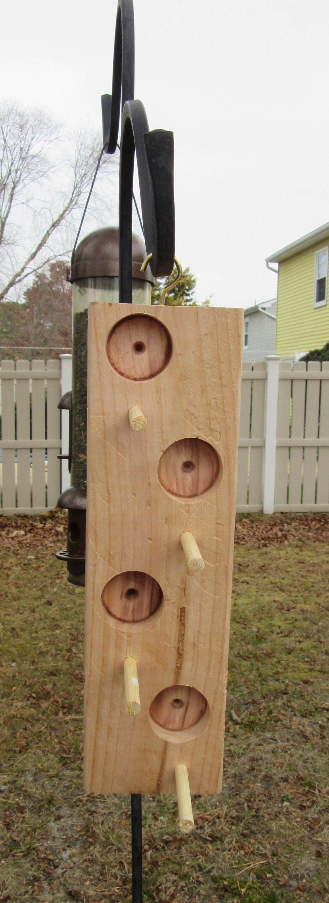Natural Pine Winter Bird Peanut Butter Feeder Handcrafted American