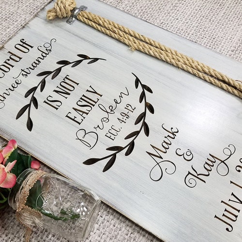 Cord Of Three Strands Ceremony Braid Sign | Wedding Braid Sign | Personalized Ceremony Braid | Gods Knot | Unity Board shops