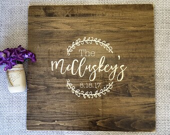 Rustic Wedding Guest Book Alternative | Family Name Design| Rustic Wedding Decor| Wood Guest Book | Country Wedding Gift Guestbook Carved