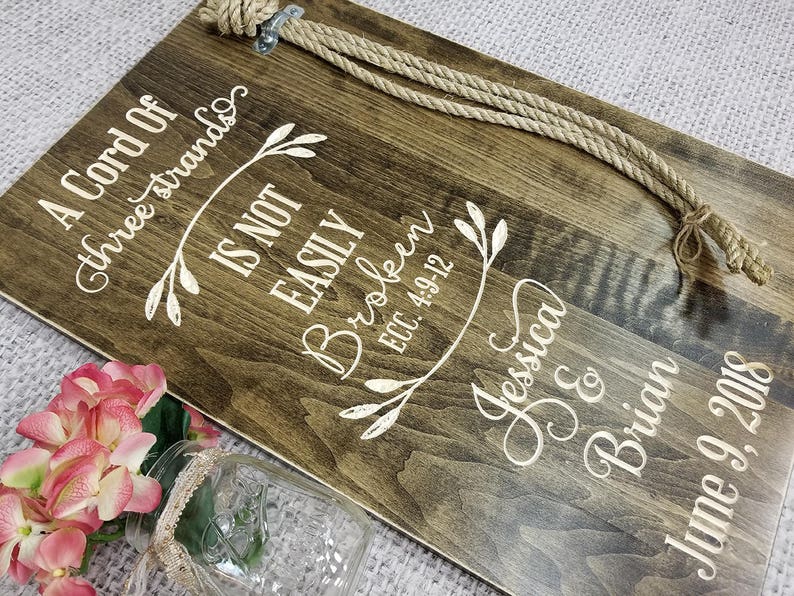 Unity Rope | Cord Of Three Strands | Wedding Alternative | shops God's Knot | Braid For Unity Ceremony | Wood Wedding Sign | Personalized Gift |