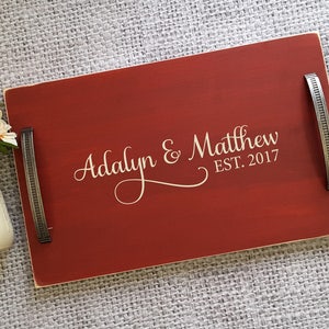 Personalized Serving Tray Serving Tray Personalized Wedding Gift Mothers Day Gift Breakfast in Bed Anniversary Tray Wood Tray image 5