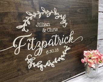 Rustic Wedding Guest Book Alternative | Rustic Wedding Decor | Wood Guest Book | Personalized Guest Book | Family Name Sign | Carved Wood