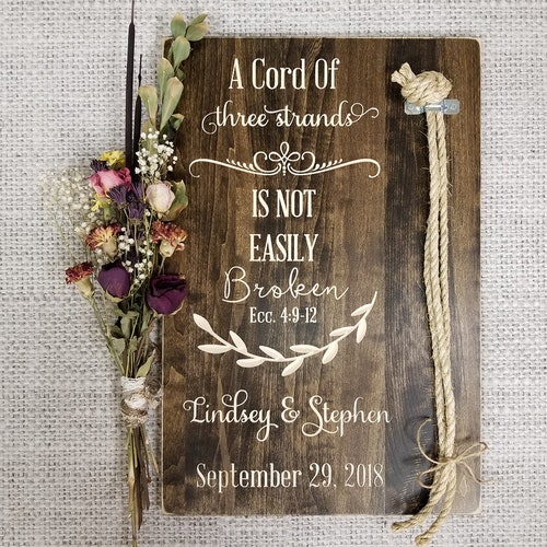 Unity Wedding Cord | shops Cord Of Three Strands | God's Knot | Braid For Unity Ceremony | Wood Wedding Sign | Personalized Gift | Wedding