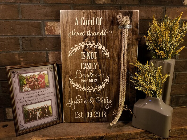 Unity Wedding Cord | Cord Of Three Strands | God's Knot | shops Braid For Unity Ceremony | Wood Wedding Sign | Personalized Gift | Wedding