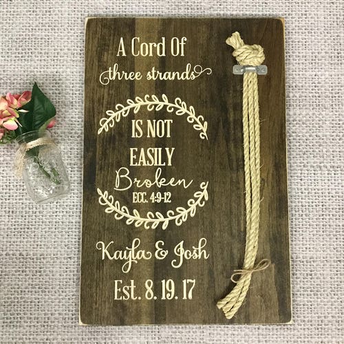 Wedding shops Braid | Cord Of Three Strands | God's Knot | Unity Knot | Braid For Unity Ceremony | Wood Wedding Sign | Personalized Gift | Wedding