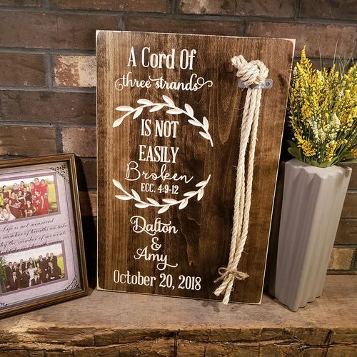 Unity Rope | Cord Of Three Strands | Wedding Alternative | God's Knot | Braid For Unity Ceremony | Wood Wedding shops Sign | Personalized Gift |