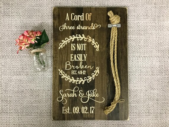 Unity Rope Wedding A Cord Of Three Strands Wedding Sign, Wedding Cross