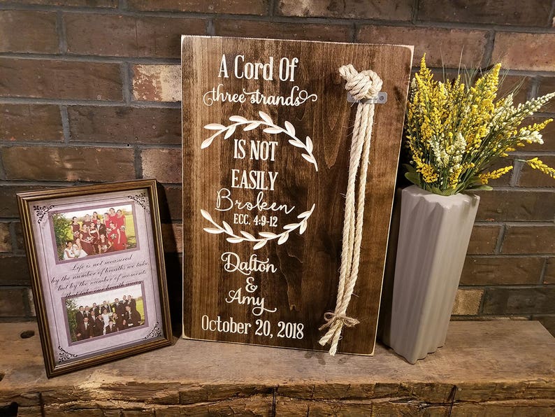 Wedding Braid Sign Cord Of Three Strands Ceremony Braid Sign Personalized Ceremony Braid