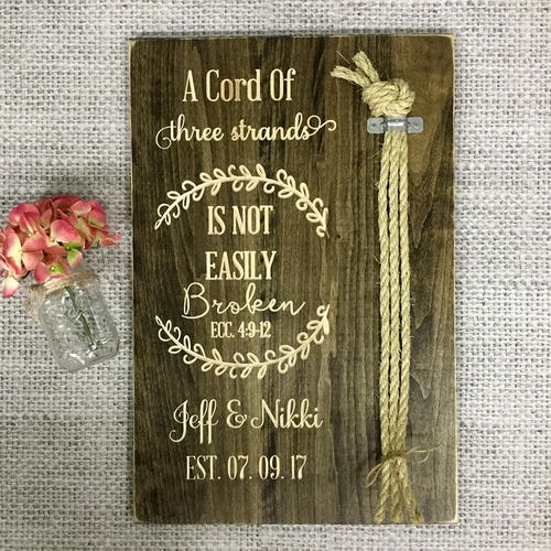 A Cord Of Three Strands Is Not Easily Broken Ecc 4:9-12 | Ceremony Cord Braid | Wedding Braid shops Sign | Personalized Ceremony Braid | Gods Knot