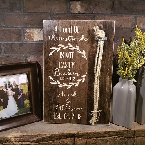 Wedding shops Braid | Cord Of Three Strands | God's Knot | Unity Knot | Braid For Unity Ceremony | Wood Wedding Sign | Personalized Gift | Wedding
