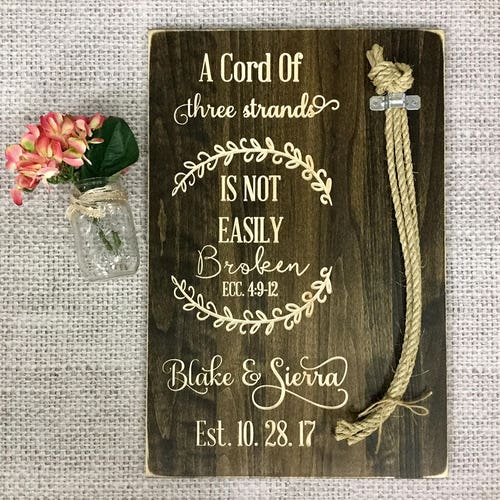 A Cord Of Three Strands Is Not Easily Broken Ecc 4:9-12 | Ceremony Cord Braid | Wedding Braid shops Sign | Personalized Ceremony Braid | Gods Knot