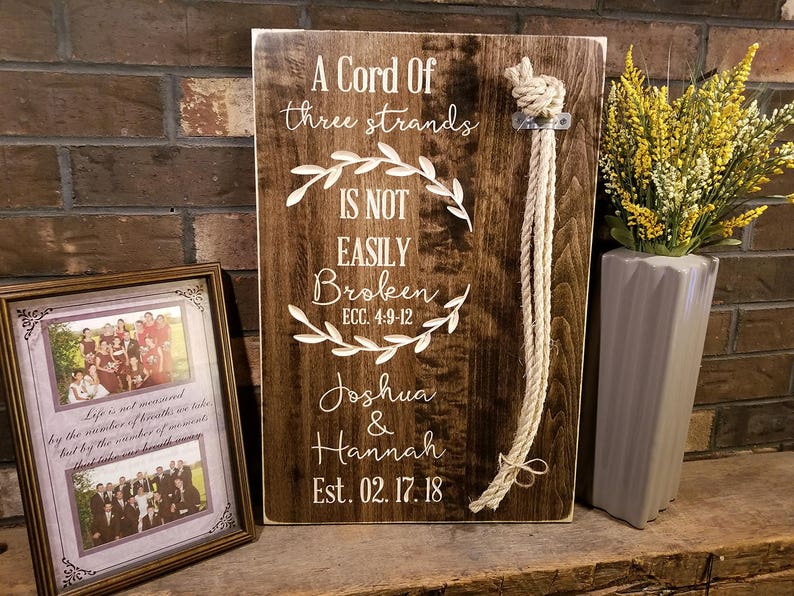Wedding Braid Sign Cord Of Three Strands Ceremony Braid Sign Personalized Ceremony Braid