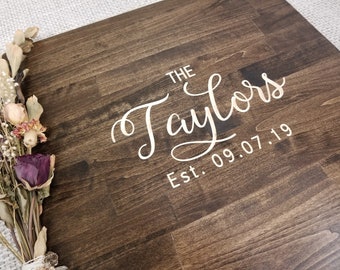 Rustic Wedding Guest Book Alternative | Rustic Wedding Decor | Wood Guest Book | Personalized Guest Book | Family Name Sign | Carved Wood