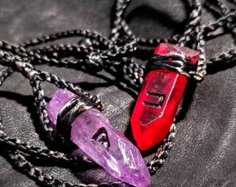 Custom Initial Engraved Crystal Necklace - Inspired by Star Wars Jedi Sith Kyber