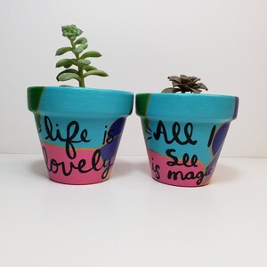 Flower Pot, 3&quot;, Colorful Flower Pot, Hand Painted Flower Pot, Plant Pot, Reminder, Indoor Plant, Succulent Planter, Planter