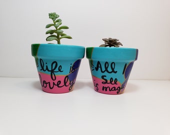 Maceta, 3",  Maceta colorida, Maceta pintada a mano, Maceta para planta, Recordatorio, Planta interior, Maceta para Suculenta, Macetero