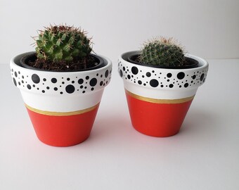 3" Plant pot, Flowerpot, Pot, Red pot, Pot Gift, Receptionist, Desk Decoration, Gift for Gardner, Flower Pot