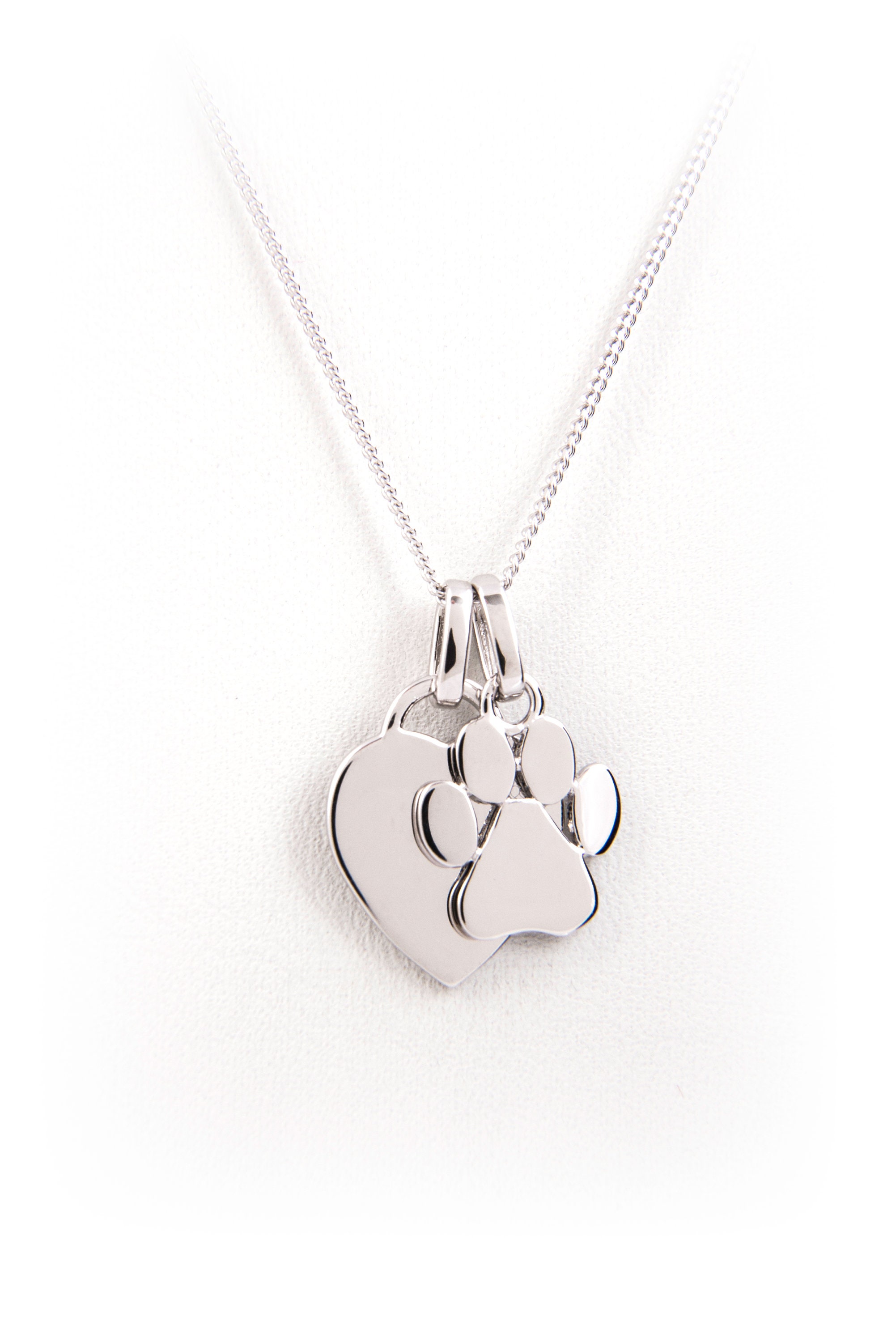 Paw Print Heart Necklace Sterling Silver Dog Lover Gift - Etsy
