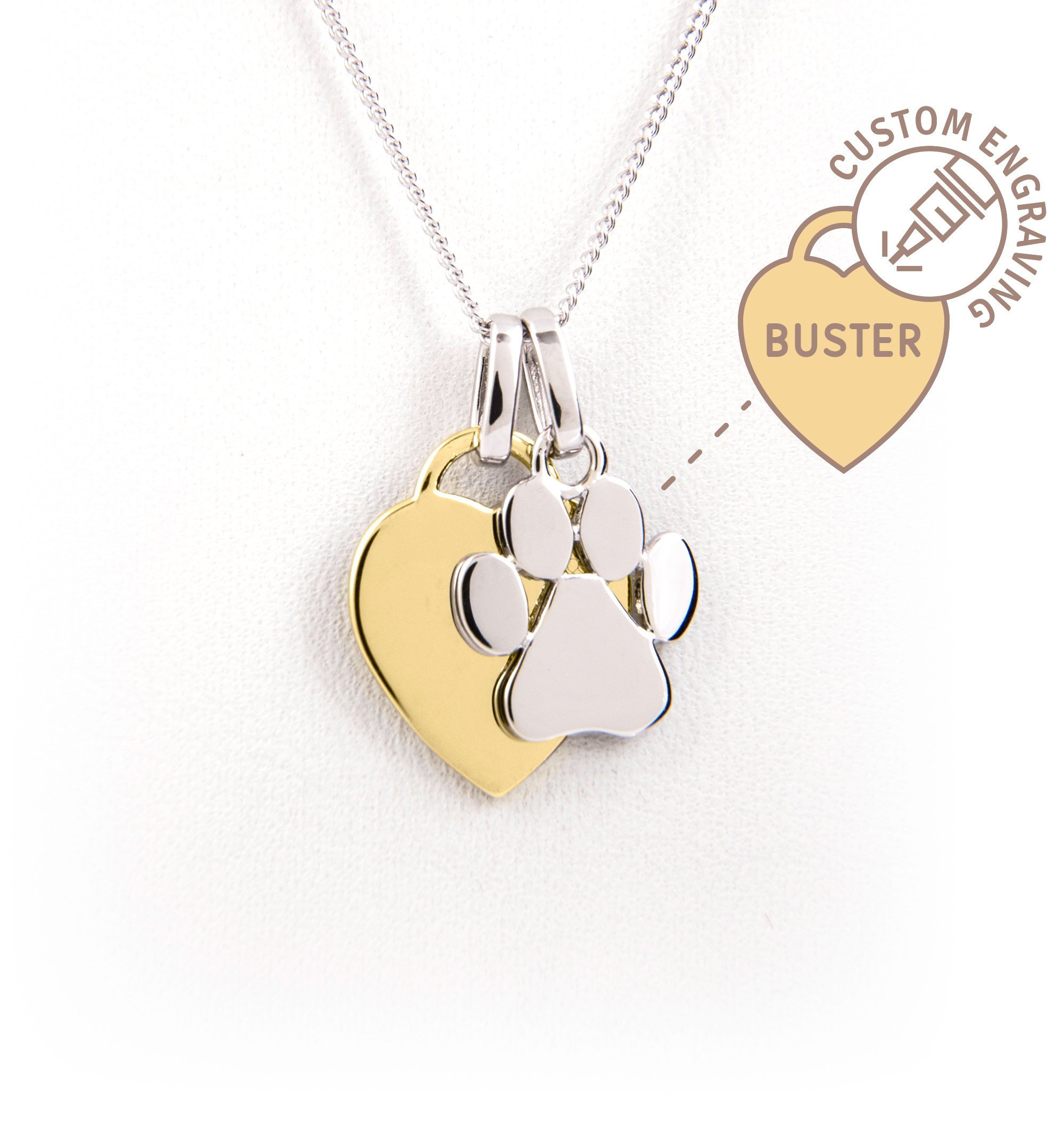 White gold dog paw necklace top