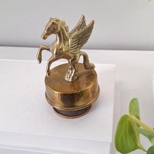 Vintage Brass Pegasus Horse Music Box Spins Vintage Equestrian Decor ( gold color )