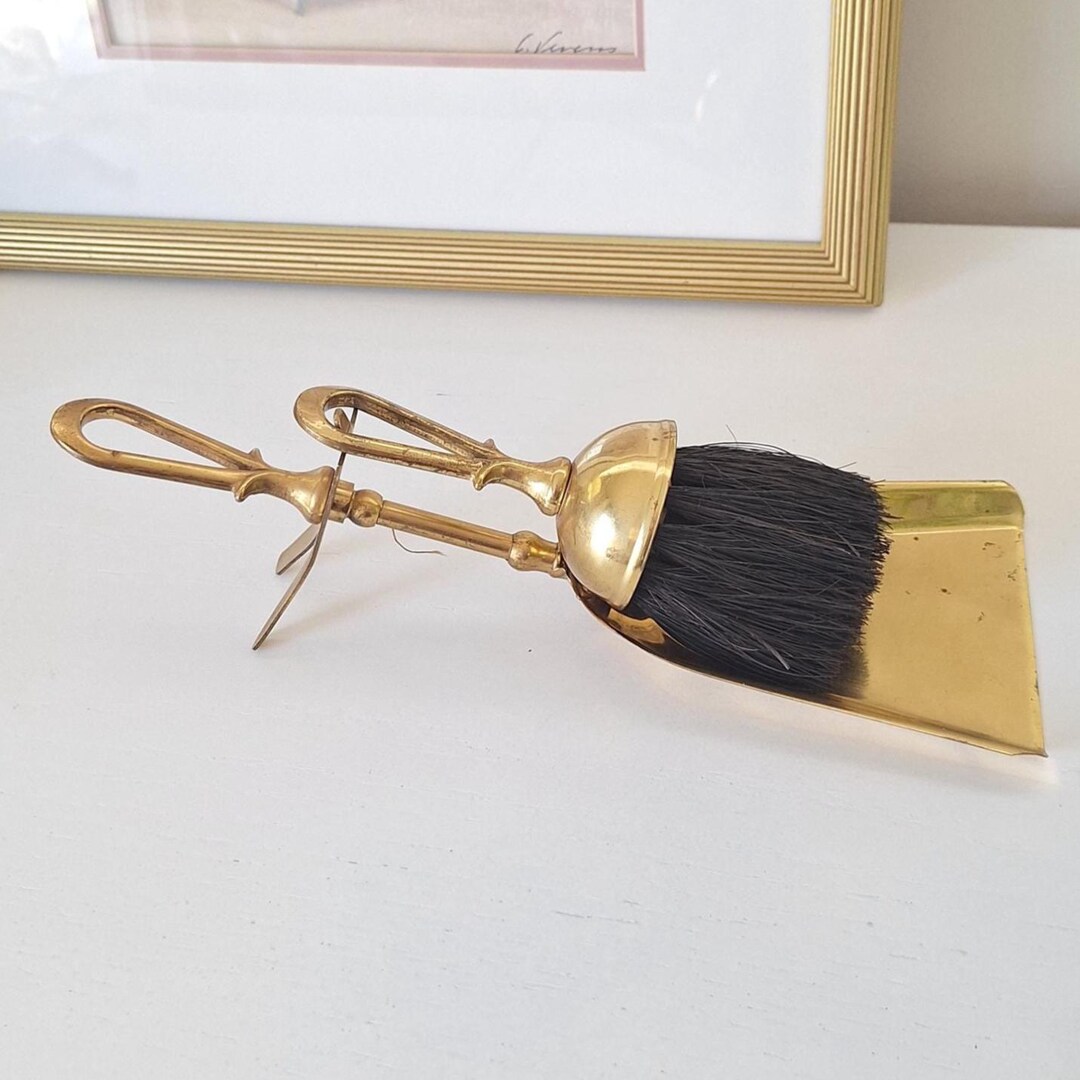 Vintage Brass Crumb Catcher Sweeper Silent Butler Dustpan Hand Broom ...