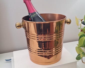 seau à champagne vintage en cuivre massif et poignée en laiton seau à glace pot Genin Trudeau