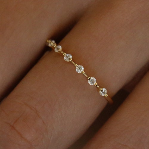 Ultra Thin Floating Eternity Band in Gold Vermeil or Rhodium Etsy
