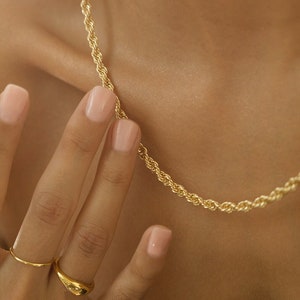 Kordelkette in Gold oder Silber - 4mm breit - Klassische Kordelkette - Dicke Kordelkette - Gold Filled von TROVE