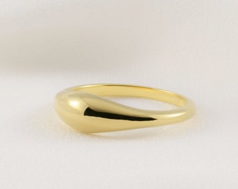 Curve Dome Ring - sierlijke gouden vermeil ring, roségoud vermeil, hobbelring, vormring van Trove