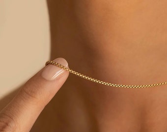 ROUNDED BOX CHAIN - Thin and Dainty Chain - 14K Gold Filled or White Gold over Sterling Silver - Chain Necklace  - Trove