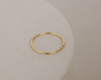 Dunne gouden stapelring - enkele gladde band - goud vermeil - rosé goud - wit goud - bruidsmeisjes geschenken - sterling zilver