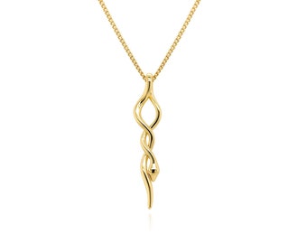 Dainty Gold Snake Pendant - Serpent Necklace - Snake Charm Necklace - Trove