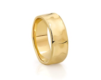 Organic Gold Cigar - Free Form Undulating Design - Wide Band - 14K Gold over Sterling Silver - Trove