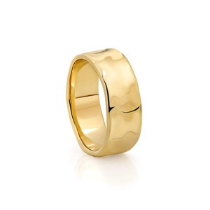 Organic Gold Cigar - Free Form Undulating Design - Wide Band - 14K Gold over Sterling Silver - Trove