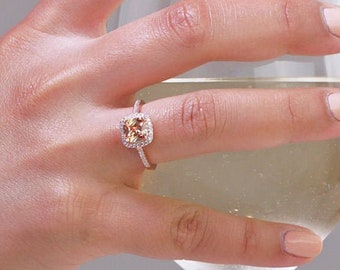 1 5 Carat Halo Engagement Ring Cushion Cut Simulated Diamond Etsy