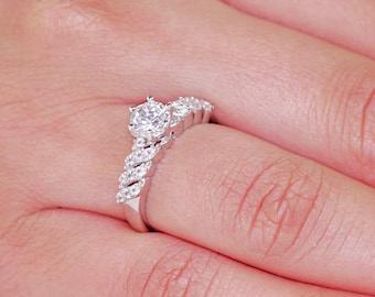 Shimmering Engagement Ring in Rhodium over Sterling Silver