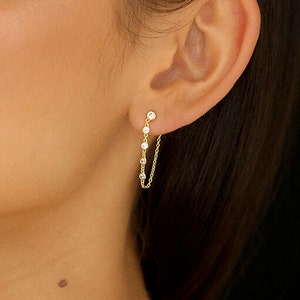 Delicate Lasso Post Earrings in 14K Gold Vermeil or Rhodium over Sterling Silver image 2