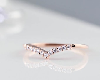 Zarte Chevron Ring - Sterling Silber, Rose gold, Gold, Weißgold, 14 K, Vermeil, dünn, Stapelring, stapelbar, zierlich schmal Band Trove