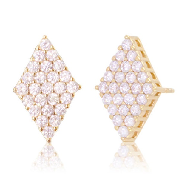 Diamond Shape Earrings in 14K Gold Vermeil or Rhodium over Sterling Silver