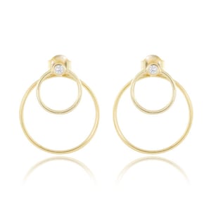 Double Hoop Ear Jacket Earrings in 14K Gold Vermeil or Rhodium over Sterling Silver
