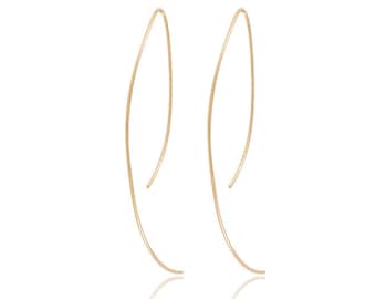 Dainty Curved Arc Threader Earring in 14K Gold Vermeil or Rhodium over Sterling Silver