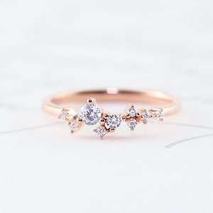 Dainty Scattered Ring, Sterling Silver, Rose Gold, 14K Vermeil, Unique, Stacking Ring, Bridal Bridesmaids Gift For Her Wedding Promise TROVE