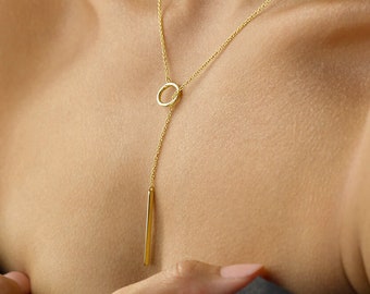 Lariat Y Necklace in 14K Gold Vermeil over Sterling Silver