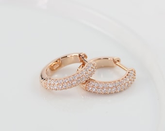 Huggie Hoop Latch Back Earrings in 14K Gold Vermeil, 14K Rose Gold Vermeil or Rhodium over Sterling Silver