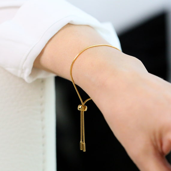 Adjustable Length Dainty Bracelet in 14K Gold White Gold or Rose