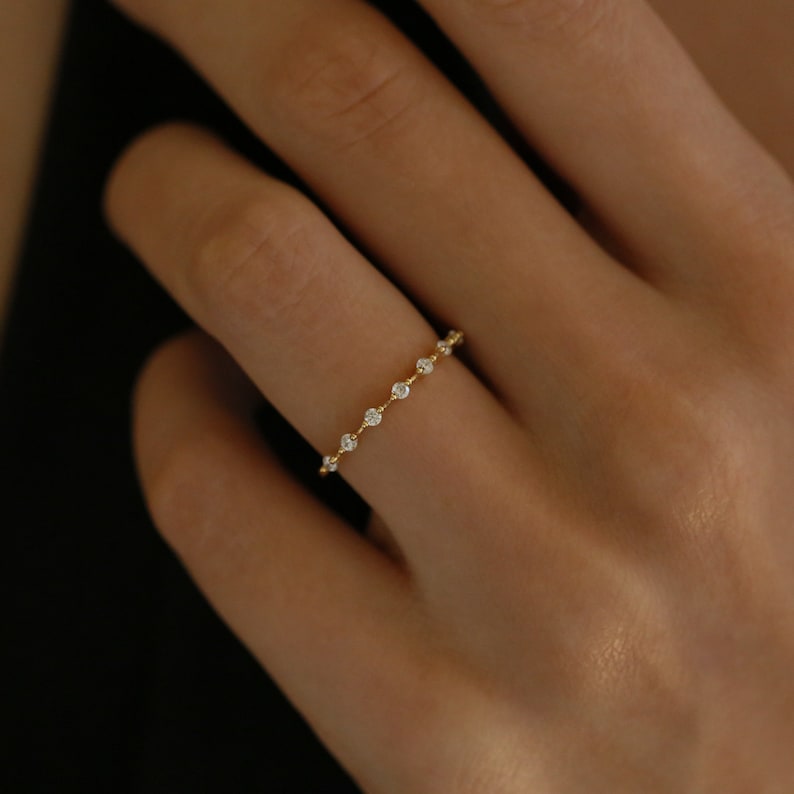 Ultra Thin Floating Eternity Band in Gold Vermeil or Rhodium over Sterling Silver image 2