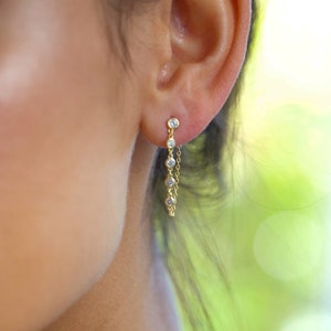 Delicate Lasso Post Earrings in 14K Gold Vermeil or Rhodium over Sterling Silver image 4