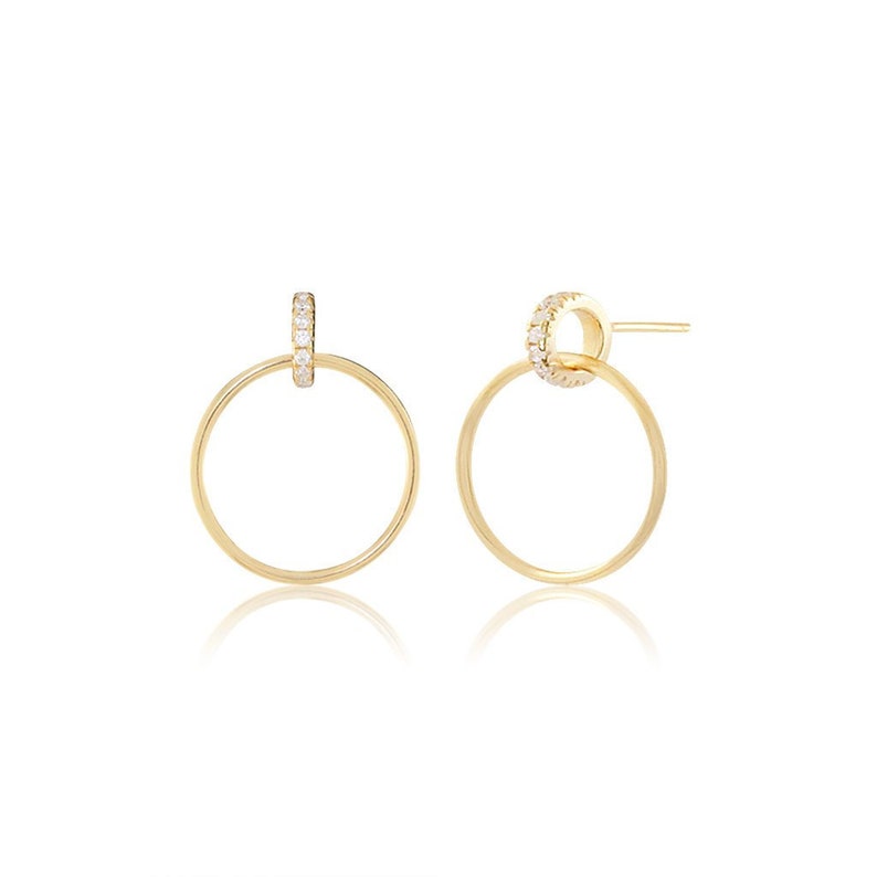Delicate Double Hoop Earrings in 14K Gold Vermeil or Rhodium over Sterling Silver Gold